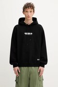 Памучен суичър NEIGHBORHOOD SOLID SWEAT мъжки в черно с качулка с принт 251UWNH-CSM04