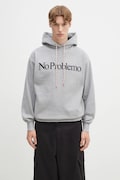 No Problemo bluza bawełniana No Problemo Hoodie kolor szary z kapturem z nadrukiem NP2001203