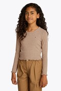 Дитячий лонгслів Tommy Hilfiger колір коричневий KG0KG08299