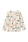 Liewood gyerek hosszúujjú fürdőruha felső Noah Printed Longsleeve Swim Tee bézs, LW19977