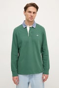 Gant longsleeve din bumbac culoarea verde, neted, 2004082