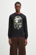 A Bathing Ape cotton longsleeve top 1St Camo Big Ape Head black color with a print 1K80111018
