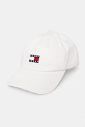 Tommy Jeans berretto da baseball in cotone colore bianco con applicazione AW0AW16991