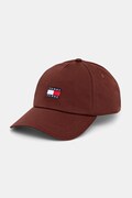 Bavlnená šiltovka Tommy Jeans hnedá farba, s nášivkou, AM0AM12933