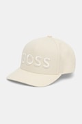 BOSS czapka z daszkiem bawełniana kolor beżowy z aplikacją 50536482