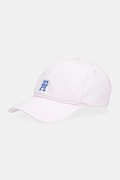 Bavlnená šiltovka Tommy Hilfiger ružová farba, s nášivkou, AM0AM13542