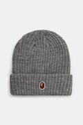 Шапка з домішкою вовни A Bathing Ape One point колір сірий з товстого трикотажу 1K80281003