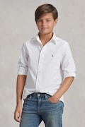 Polo Ralph Lauren camasa de bumbac pentru copii culoarea alb, 323677133001
