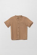 Παιδικό λινό πουκάμισο United Colors of Benetton χρώμα: καφέ, 5IPVGQ02H