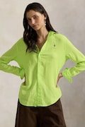 Polo Ralph Lauren koszula lniana kolor zielony relaxed z kołnierzykiem klasycznym 211970730