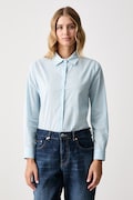 United Colors of Benetton koszula damska bawełniana niebieska gładka 5WPQDQ0AX