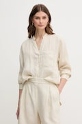 Сорочка з льону United Colors of Benetton колір бежевий relaxed 5BMLDQ0BA