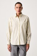 Levi's koszula damska bawełniana HARLIE NEW BF SHIRT beżowa w paski 001HM