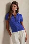 Polo Ralph Lauren пуловер с къси ръкави дамски от памук син 211963486