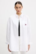 Tommy Jeans koszula bawełniana damska kolor biały relaxed z kołnierzykiem klasycznym DW0DW20289
