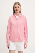 Tommy Jeans koszula bawełniana damska kolor różowy relaxed z kołnierzykiem klasycznym DW0DW20290