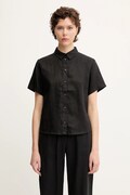 Samsoe Samsoe cămașă de in MINA culoarea negru, cu guler clasic, regular, F23900009