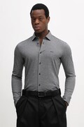 BOSS Orange koszula bawełniana męska kolor szary slim z kołnierzykiem włoskim 50519748