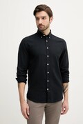 Сорочка з льону Lindbergh чоловіча колір чорний relaxed комір button-down 30-203344B