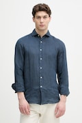 United Colors of Benetton košeľa pánska ľanová tmavomodrá 5BKUUQ04Q