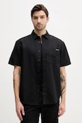Lněná košile Calvin Klein Jeans pánská, černá barva, regular, s klasickým límcem, J30J327296