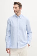 Tommy Hilfiger koszula z domieszką lnu męska kolor niebieski regular z kołnierzykiem button-down MW0MW40704