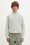 Tommy Jeans košeľa pánska bavlnená zelená hladká DM0DM21298