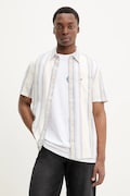 Bavlněná košile Tommy Jeans béžová barva, regular, s klasickým límcem, DM0DM21302