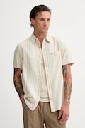 Bavlněná košile Tommy Jeans béžová barva, regular, s klasickým límcem, DM0DM21302