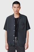 AllSaints koszula z domieszką lnu CUDI męska kolor granatowy regular M052SC