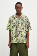 Kenzo koszula z domieszką lnu męska kolor zielony relaxed FF55CH1309P1.45