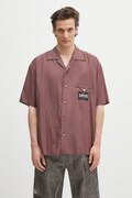 AMBUSH cămașă S/S Satin Shirt culoarea bordo, cu guler clasic, relaxed, 12115311