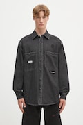 AAPE cămașă din denim Now Long culoarea negru, cu guler clasic, relaxed, AAPSTM8511XXO