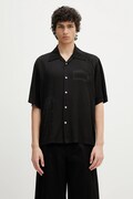 Aries koszula Ancient Column Satin Viscose Hawaiian Shirt kolor czarny relaxed z kołnierzykiem klasycznym AR4080003