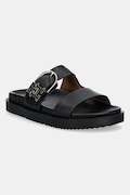 Tommy Hilfiger klapki skórzane LEATHER SPORTY MULE damskie kolor czarny FW0FW08512