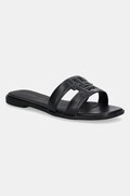 Шкіряні шльопанці Tommy Hilfiger TH LOGO STRAP MULE жіночі колір чорний FW0FW08671