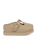 UGG klapki zamszowe Goldenstar Hi Clog damskie kolor beżowy na platformie 1167550-SAN