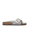 Birkenstock klapki skórzane Madrid Big Buckle damskie kolor szary 1029534