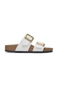 Natikači Birkenstock Sydney Patent Cushion Buckle ženski, bela barva, 1029452