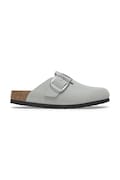 Natikače od nubuk kože Birkenstock Boston Big Buckle za žene, boja: siva, 1029303