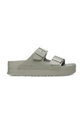 Шкіряні шльопанці Birkenstock Arizona Flex Platform Birkenstock x Papillio жіночі колір сірий на платформі 1026913