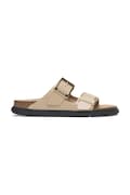 Birkenstock papuci de piele Arizona Droplet Buckle culoarea bej, 1029386