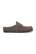 Birkenstock klapki zamszowe Naples Wrapped LEVE męskie kolor brązowy 1029672