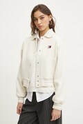 Tommy Jeans geaca din amestec de lana culoarea bej, de tranzitie, oversize, DW0DW20165