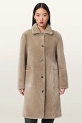 AllSaints płaszcz damski skórzany SERRA beżowy W119LB