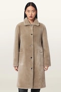 AllSaints płaszcz damski skórzany SERRA beżowy W119LB