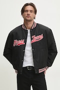 Куртка-бомбер Guess Jeans колір чорний зимова oversize M5RL54 WHAA2