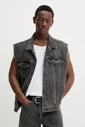 Traper prsluk Levi's RELAXED TRUCKER VEST za muškarce, boja: siva, za prijelazno razdoblje, A5789