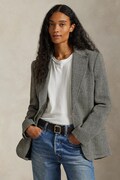Polo Ralph Lauren marynarka jednorzędowa damska z lnem czarna 211891070
