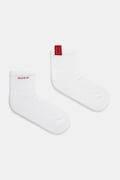 HUGO ciorapi de bumbac 2-pack 2P SH WOVEN LABEL CC culoarea alb, 50531469